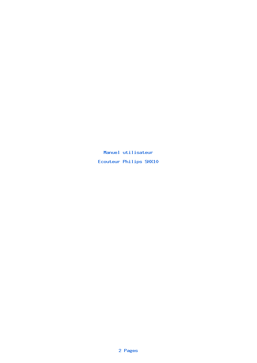 Page 1 de la notice Manuel utilisateur Philips SHX10