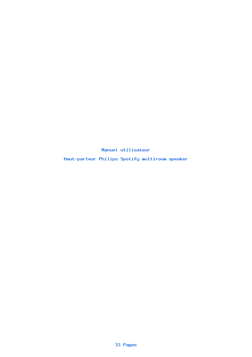 Page 1 de la notice Manuel utilisateur Philips Spotify multiroom speaker