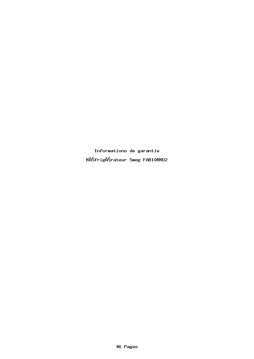 Page 1 de la notice Informations de garantie Smeg FAB10RRD2