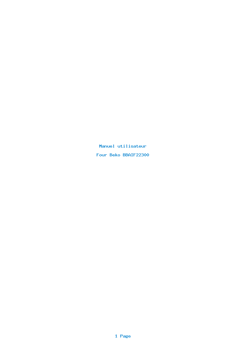 Page 1 de la notice Manuel utilisateur Beko BBAIF22300