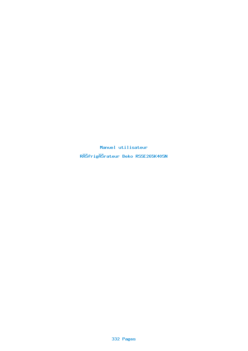 Page 1 de la notice Manuel utilisateur Beko RSSE265K40SN