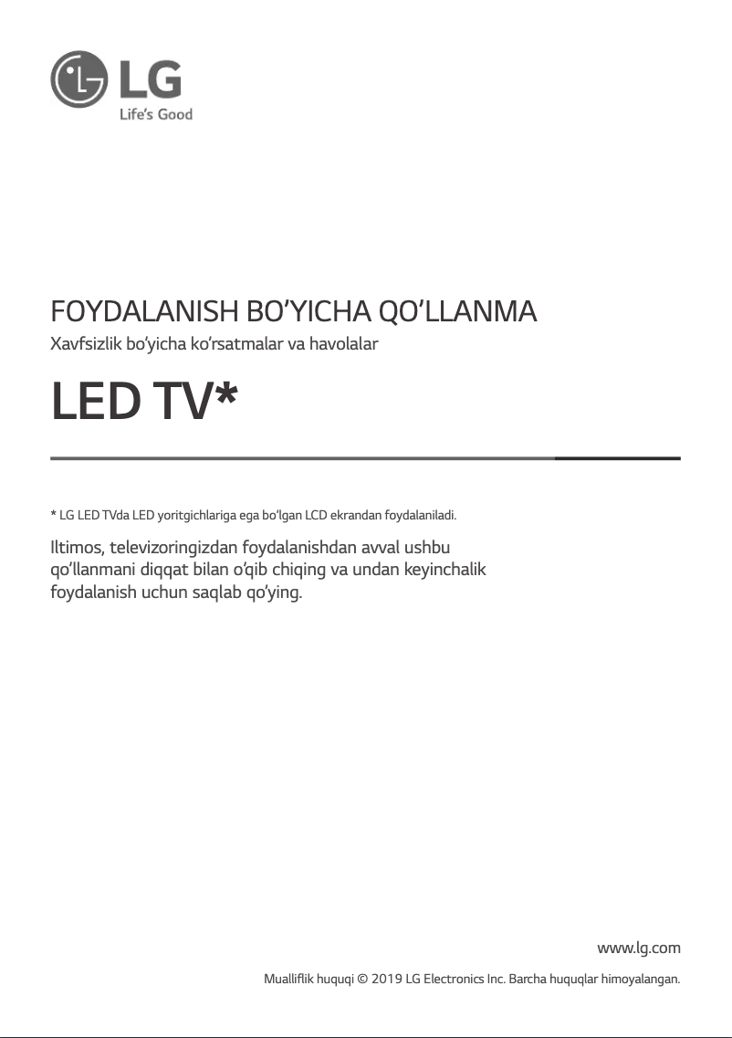 Page 1 de la notice Manuel utilisateur LG 65UM7300PLB