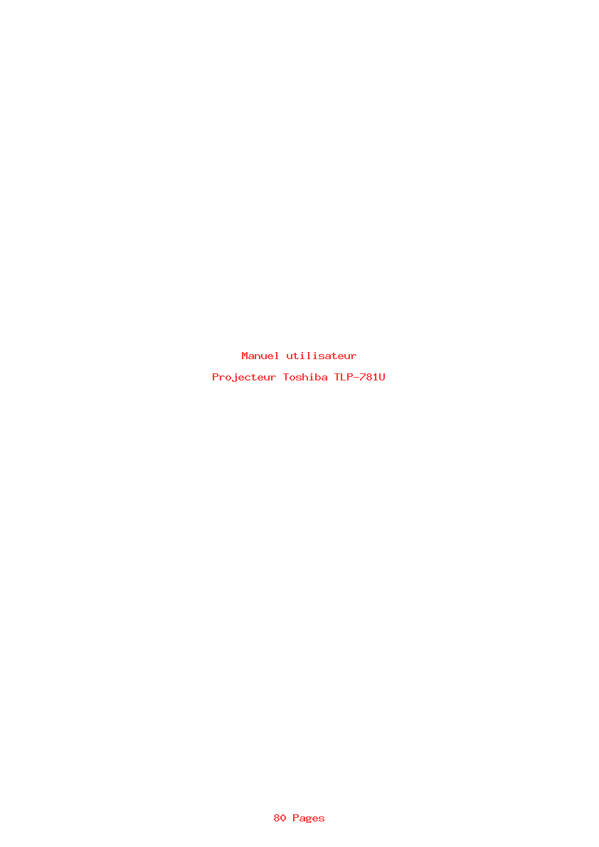 Page 1 de la notice Manuel utilisateur Toshiba TLP-781U