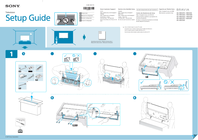 Page 1 de la notice Guide d'installation Sony KD-49X700E