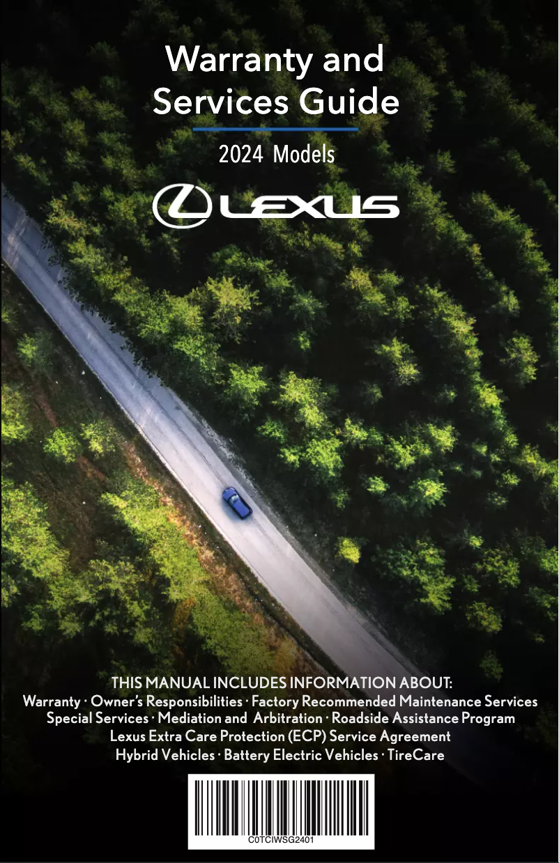 Page 1 de la notice Informations de garantie Lexus NX 350h (2024)