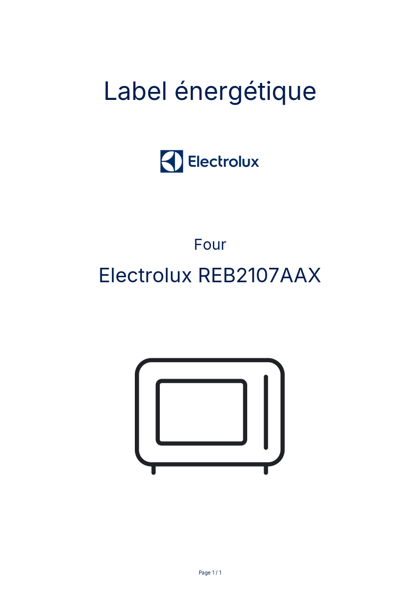 Page 1 de la notice Label énergétique Electrolux REB2107AAX