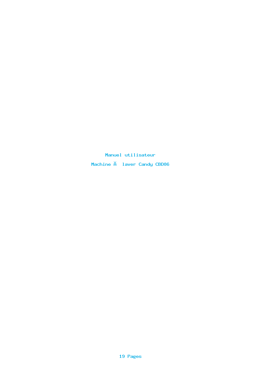Page 1 de la notice Manuel utilisateur Candy CBD86