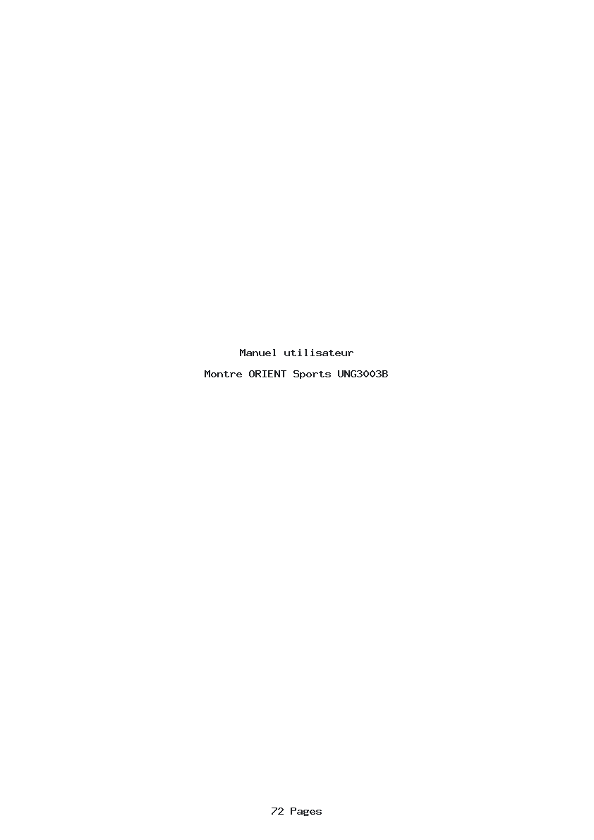 Page 1 de la notice Manuel utilisateur ORIENT Sports UNG3003B