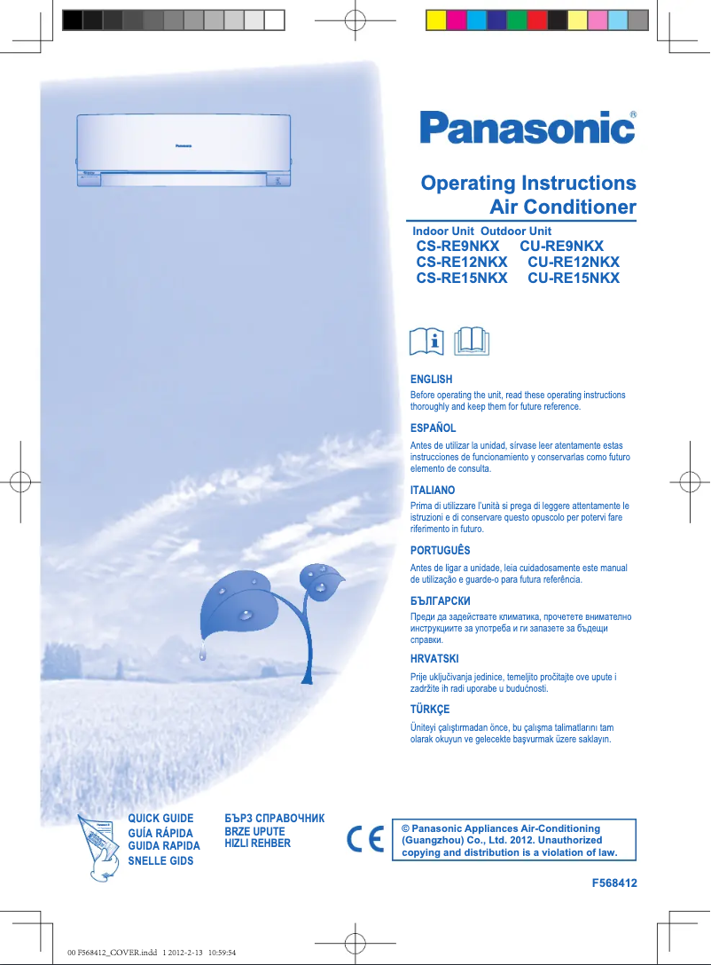 Page 1 de la notice Manuel utilisateur Panasonic CU-RE12NKX