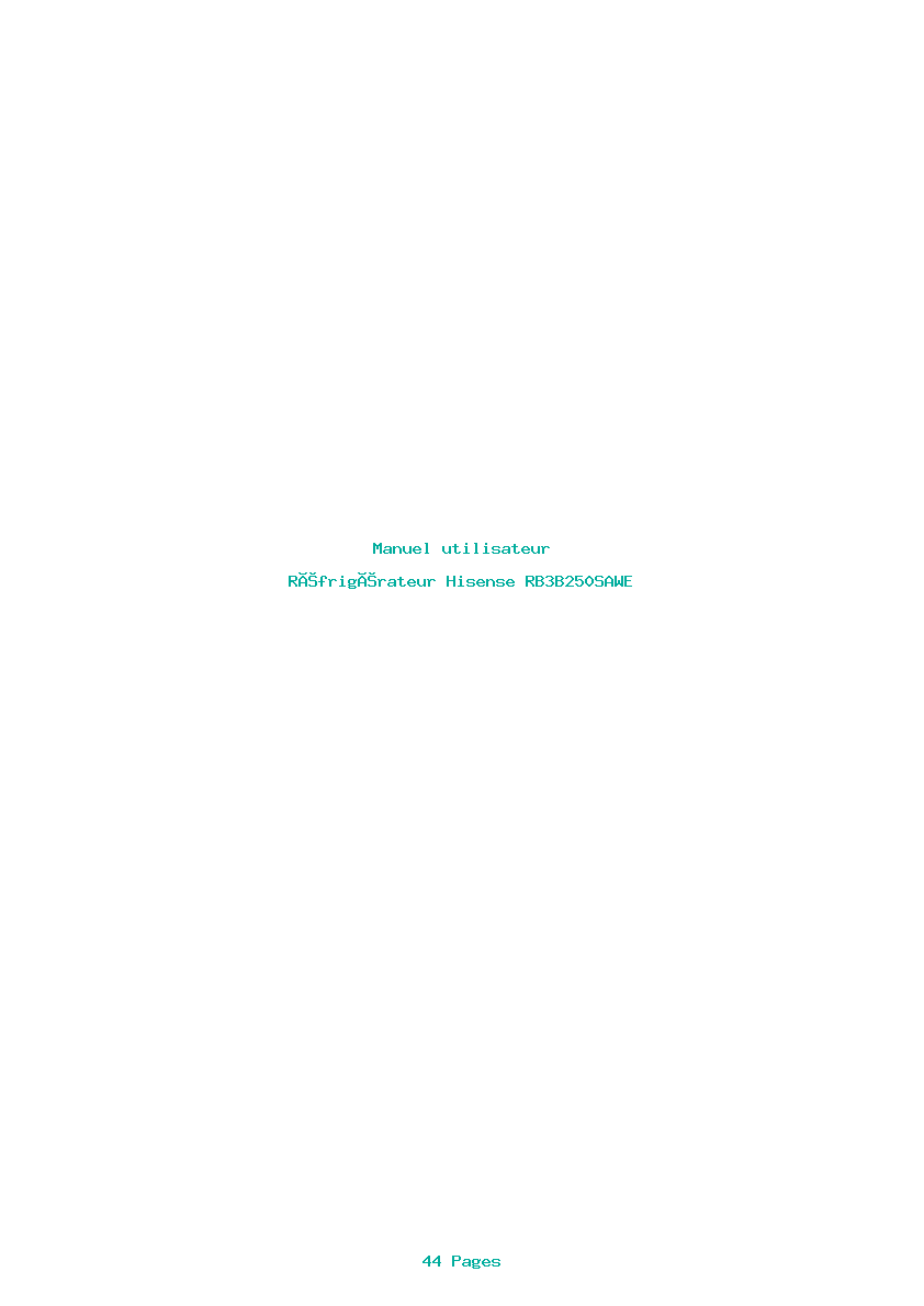 Page 1 de la notice Manuel utilisateur Hisense RB3B250SAWE