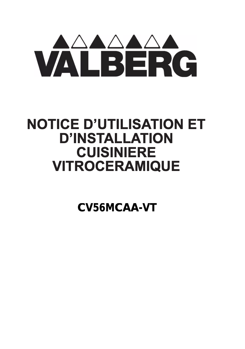 Page 1 de la notice Manuel utilisateur Valberg CV56MCAA-VT