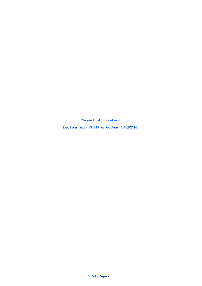 Page 1 de la notice Manuel utilisateur Philips GoGear SA2625WB