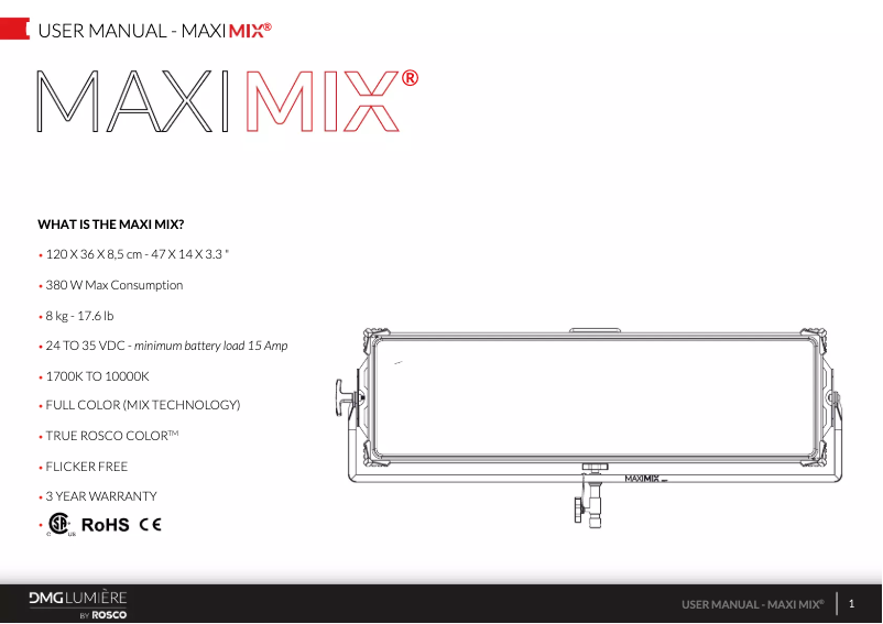 Page 1 of the manual User Manual DMG Lumière Maxi Mix