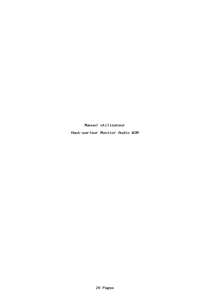Page 1 de la notice Manuel utilisateur Monitor Audio W3M
