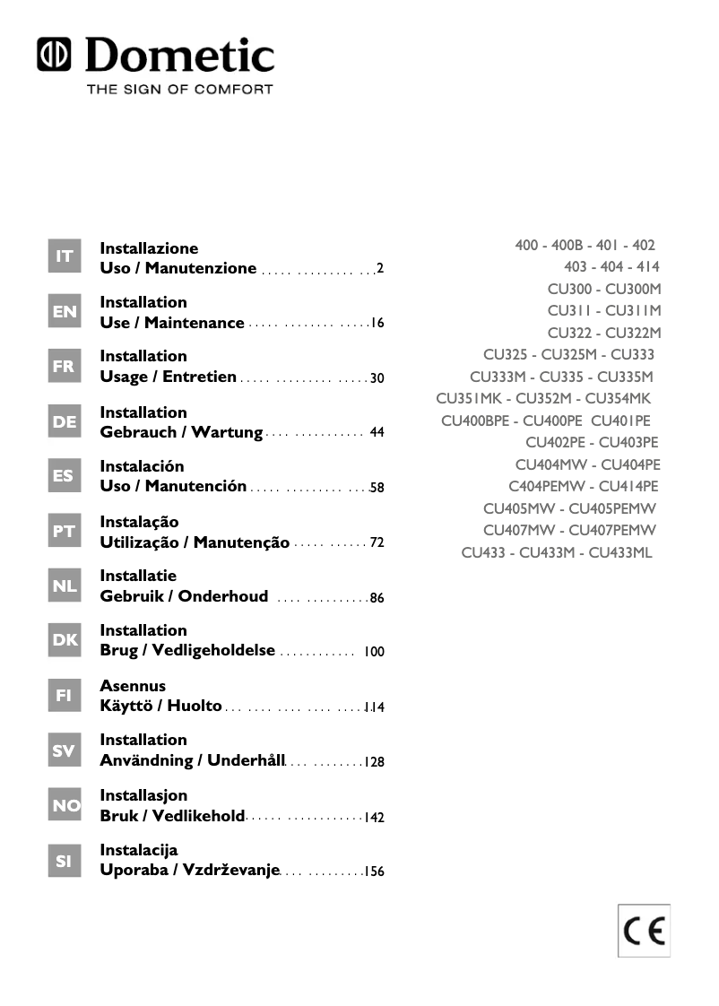 Page 1 de la notice Manuel utilisateur Dometic 401