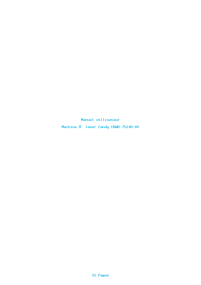 Page 1 de la notice Manuel utilisateur Candy CBWD 7514D-80