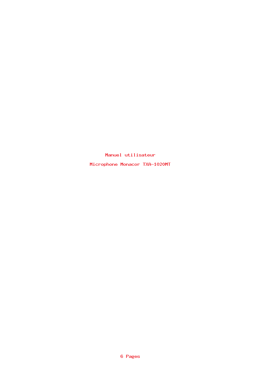 Page 1 de la notice Manuel utilisateur Monacor TXA-1020MT
