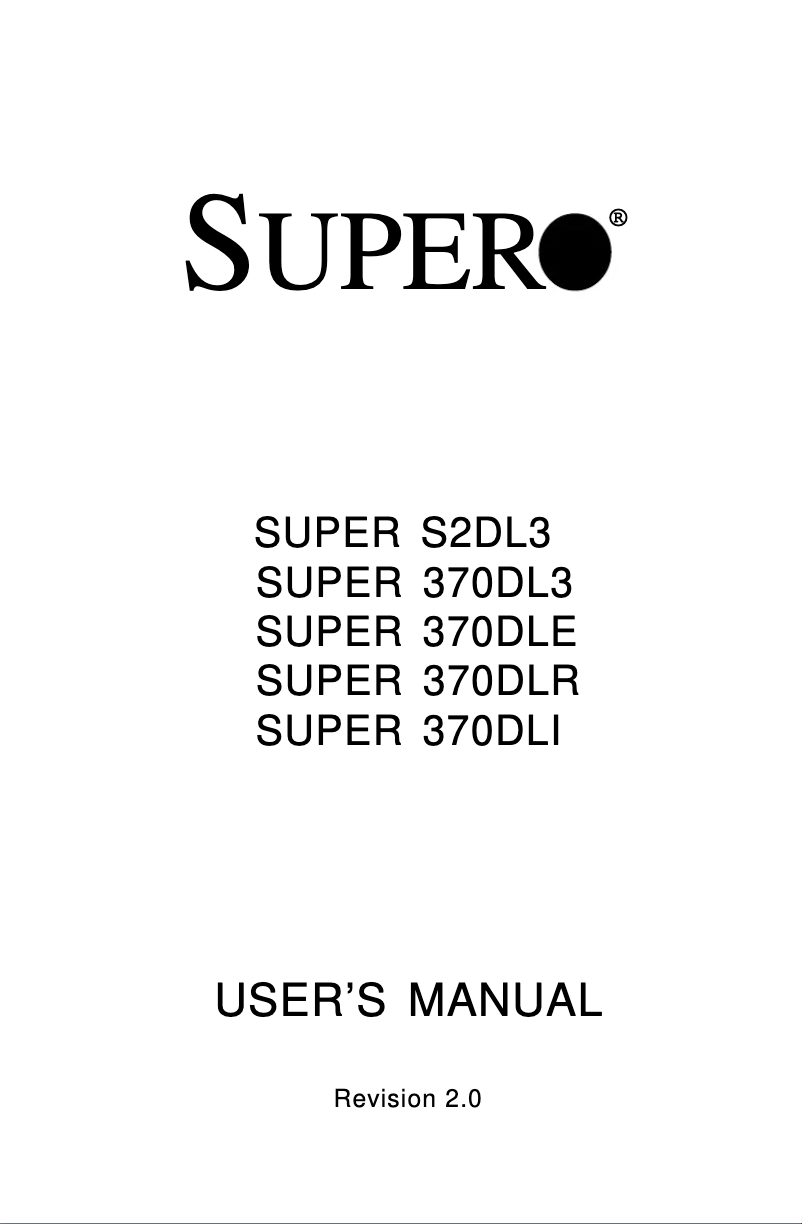 Page 1 de la notice Manuel utilisateur Supermicro 370DLI