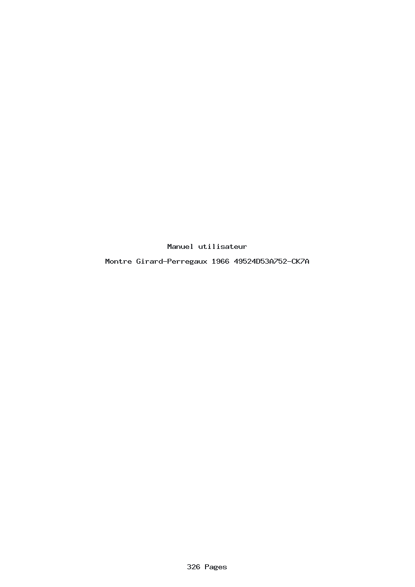 Page 1 de la notice Manuel utilisateur Girard-Perregaux 1966 49524D53A752-CK7A