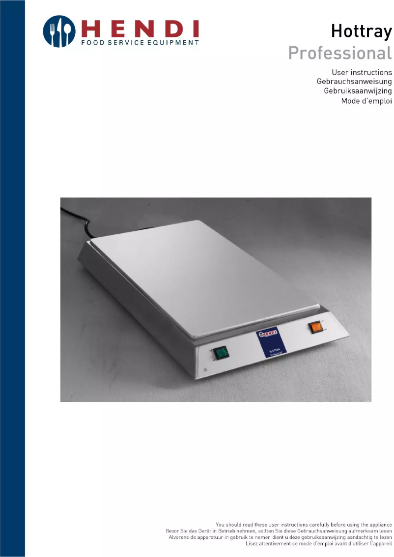 Page 1 de la notice Manuel utilisateur Hendi Hottray Professional 209707