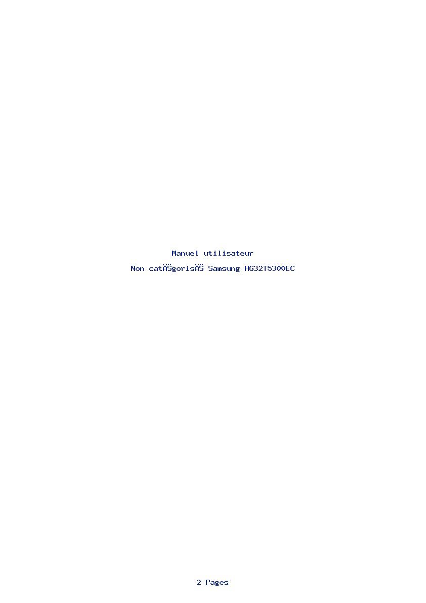 Page 1 de la notice Manuel utilisateur Samsung HG32T5300EC