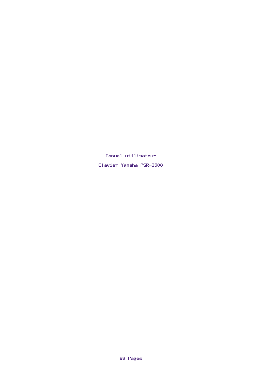 Page 1 de la notice Manuel utilisateur Yamaha PSR-I500