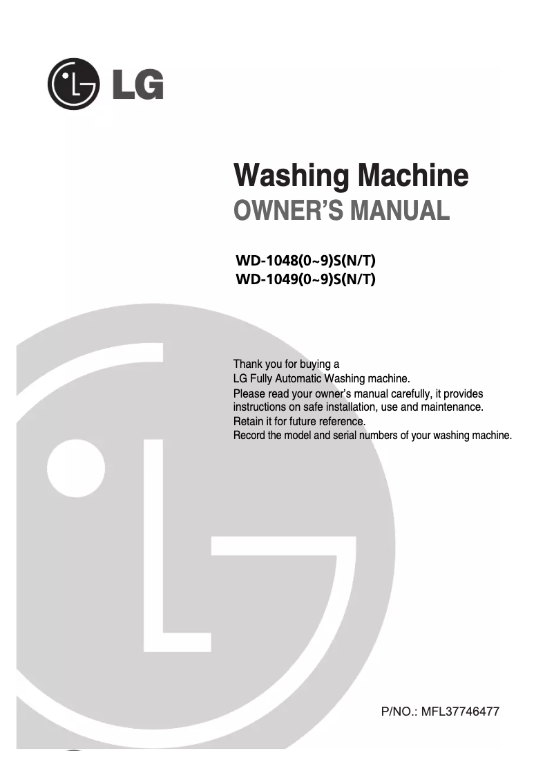 Página 1 del manual Manual de usuario LG WD-10480T