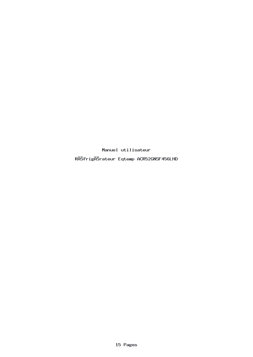 Page 1 de la notice Manuel utilisateur Eqtemp ACR52GNSF456LHD