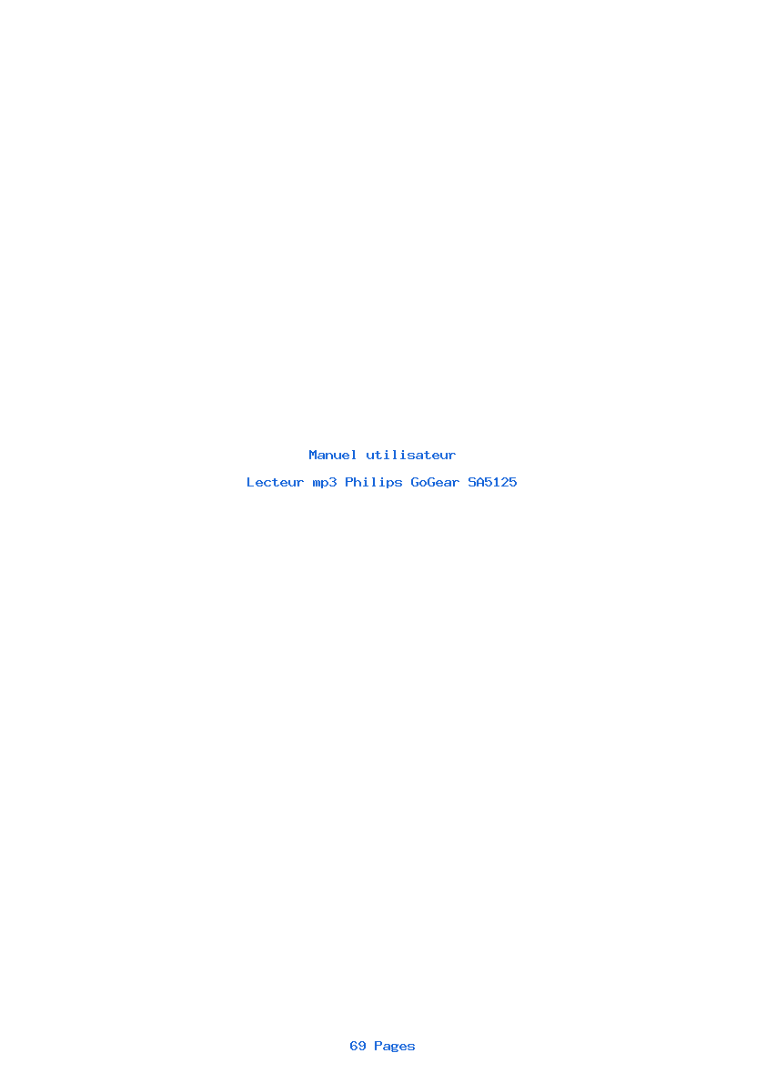 Page 1 de la notice Manuel utilisateur Philips GoGear SA5125