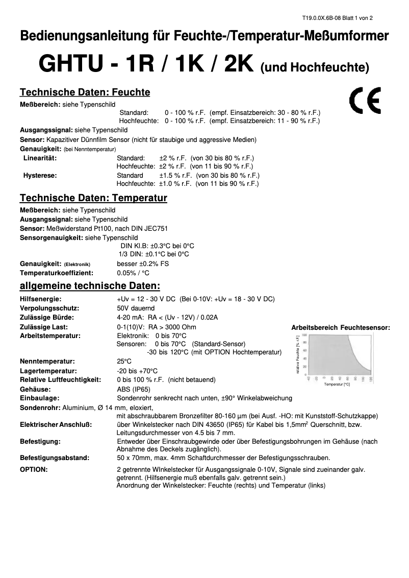 Page 1 de la notice Manuel utilisateur Greisinger GHTU-1R