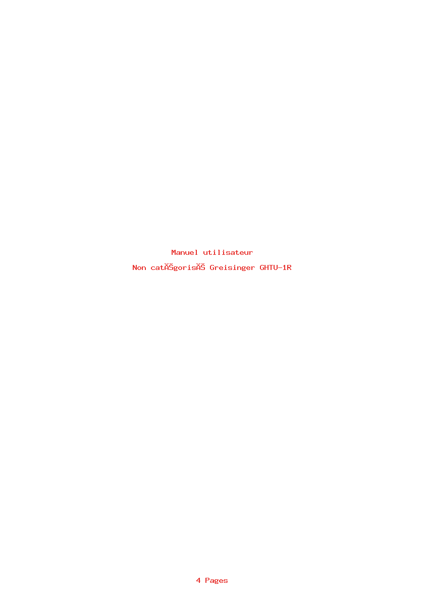 Page 1 de la notice Manuel utilisateur Greisinger GHTU-1R