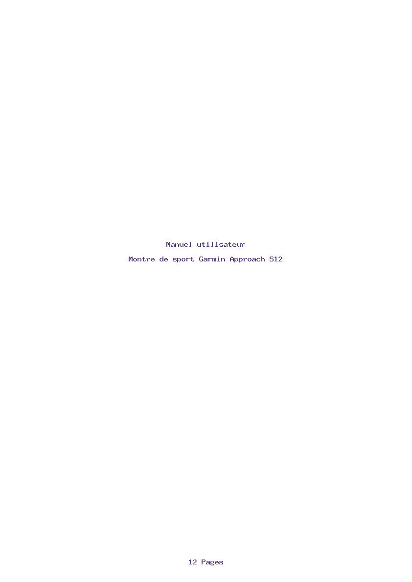 Page 1 de la notice Manuel utilisateur Garmin Approach S12
