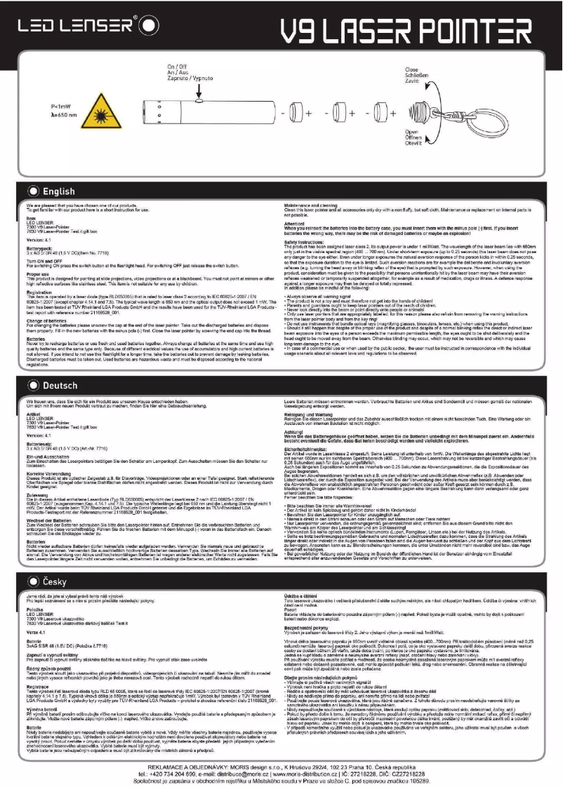 Page 1 de la notice Manuel utilisateur Ledlenser V9