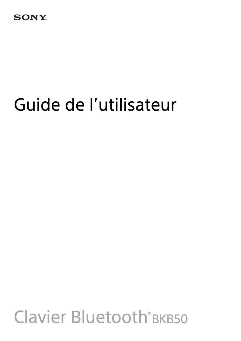 Page n°1 - Manuel utilisateur Sony BKB50