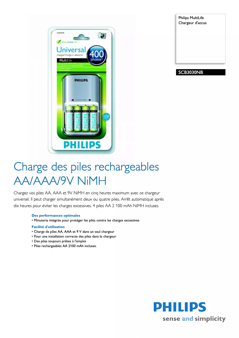 Página 1 del manual Ficha técnica Philips Multilife SCB3030NB