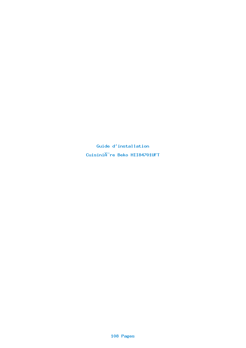 Page 1 de la notice Guide d'installation Beko HII84701UFT
