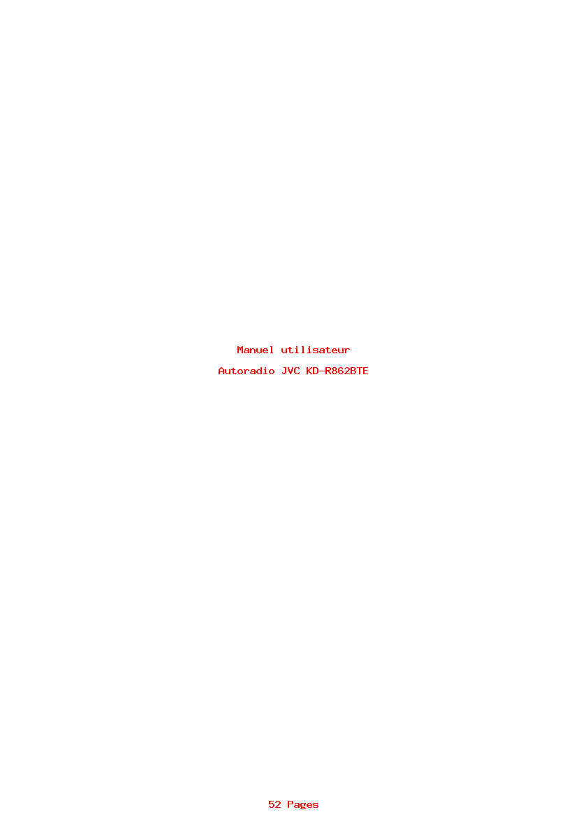Page 1 de la notice Manuel utilisateur JVC KD-R862BTE