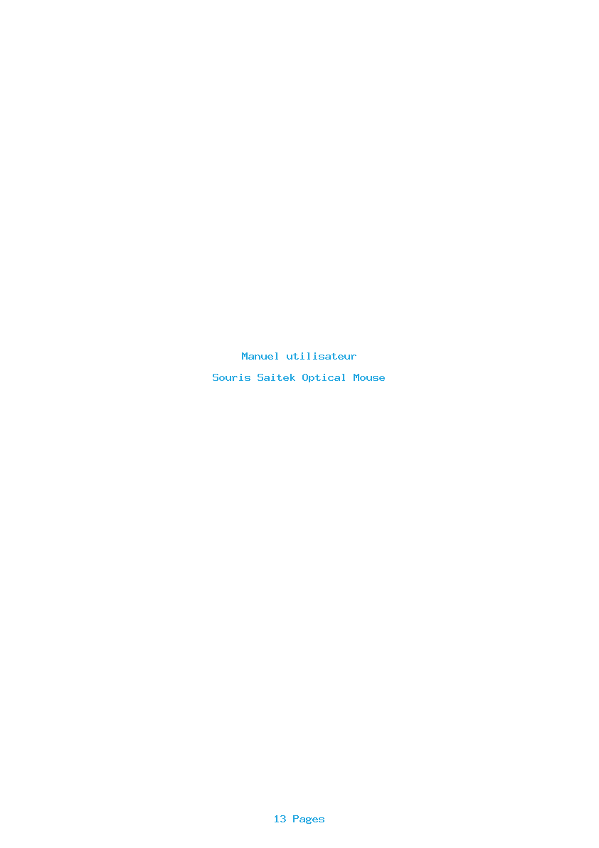 Page 1 de la notice Manuel utilisateur Saitek Optical Mouse
