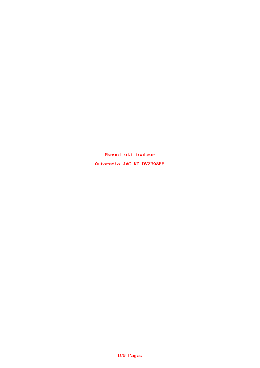 Page 1 de la notice Manuel utilisateur JVC KD-DV7308EE