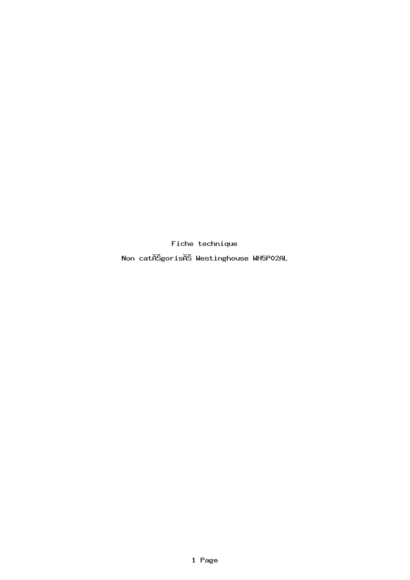 Page 1 de la notice Fiche technique Westinghouse WH5P02AL