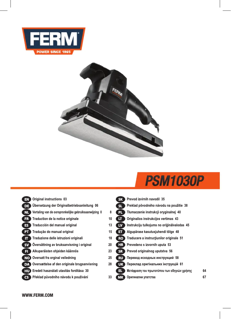 Page 1 de la notice Manuel utilisateur Ferm PSM1030P