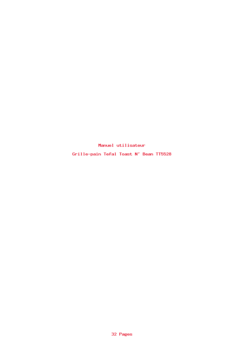 Page 1 de la notice Manuel utilisateur Tefal Toast N' Bean TT5528