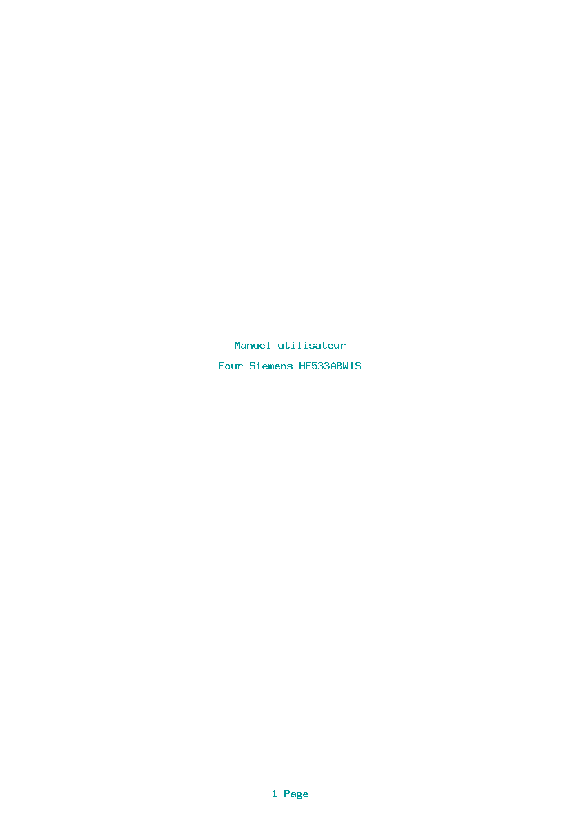 Page 1 de la notice Manuel utilisateur Siemens HE533ABW1S