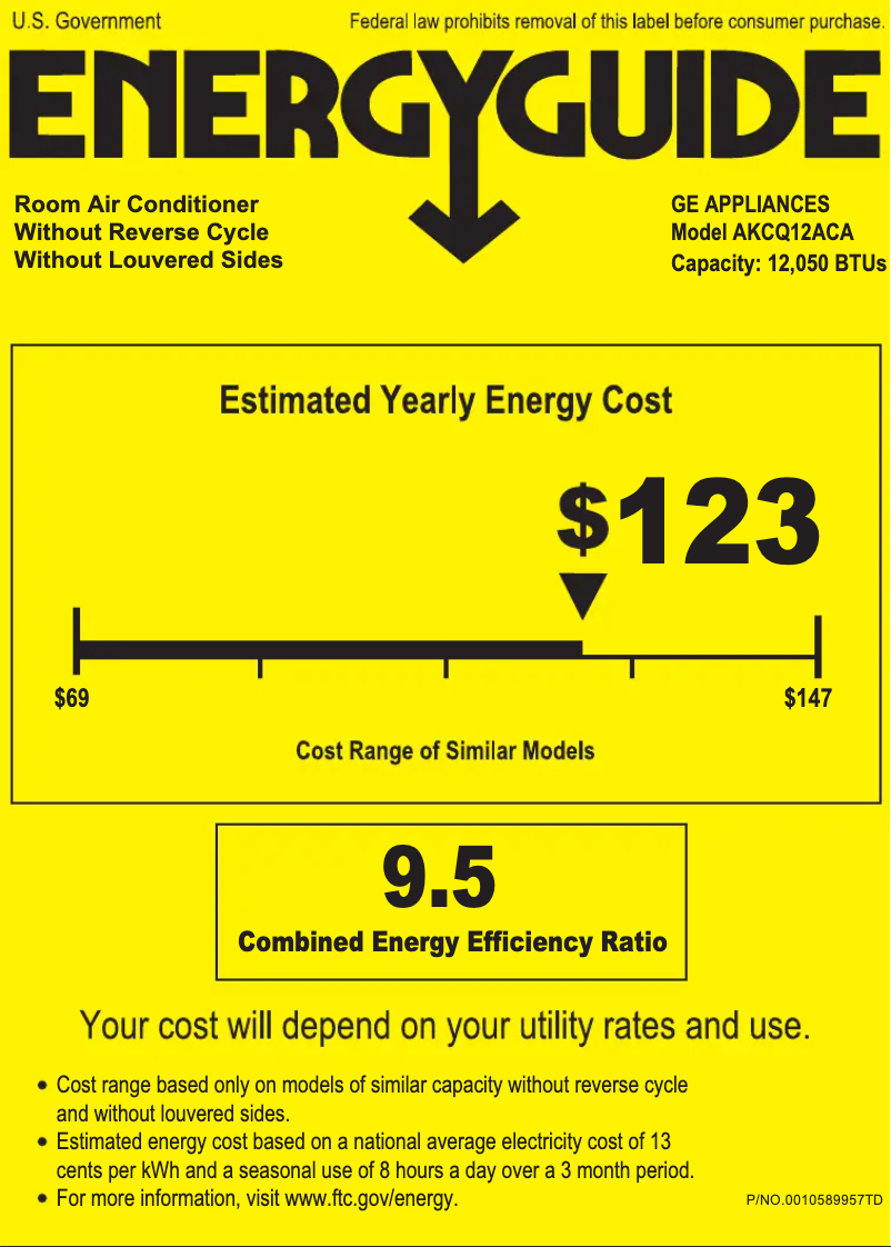 Page n°1 - Label énergétique GE AKCQ12ACA