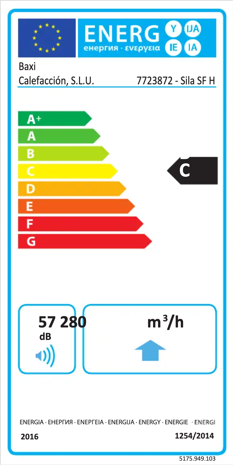 Page 1 de la notice Label énergétique Baxi Sila SF H