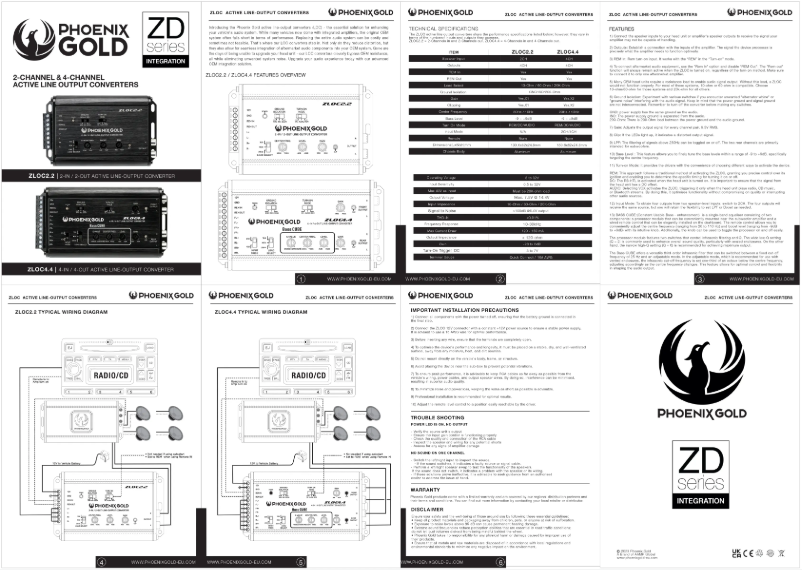 Page 1 de la notice Manuel utilisateur Phoenix Gold ZLOC4.4