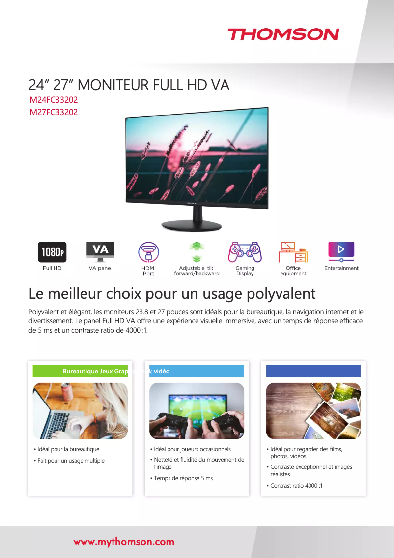 Page 1 de la notice Mode d'emploi Thomson M24FC33202