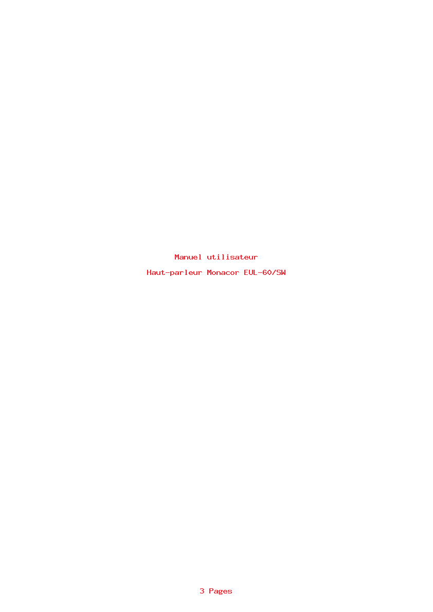 Page 1 de la notice Manuel utilisateur Monacor EUL-60/SW