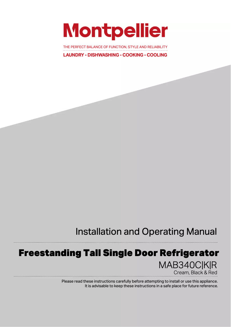 Page 1 de la notice Manuel utilisateur Montpellier MAB340R
