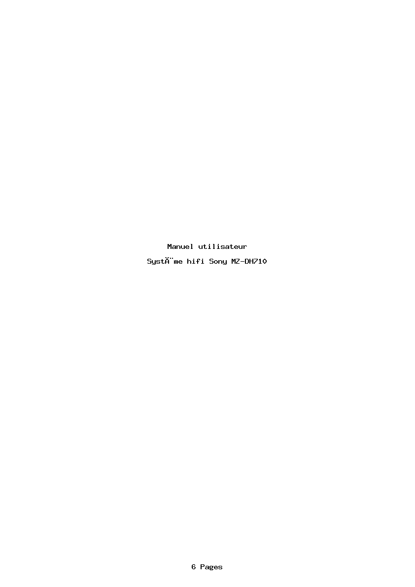 Page 1 de la notice Manuel utilisateur Sony MZ-DH710